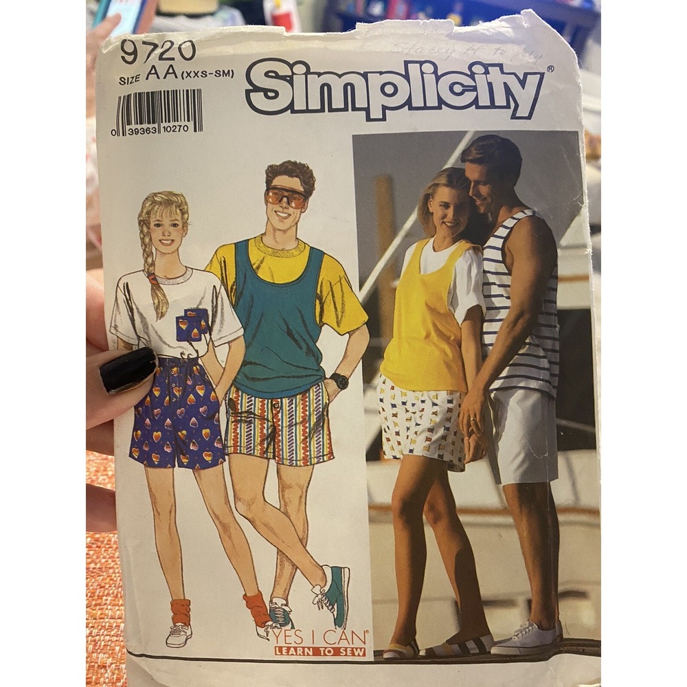 Vintage Simplicity 9720 Sewing Pattern Size XXS-SM Cut Complete T-Shirt Shorts